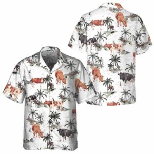 Tropical Island And Cows Pattern Cow Hawaiian Shirt