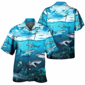 Tropical Shark Ocean Hawaiian Shirt