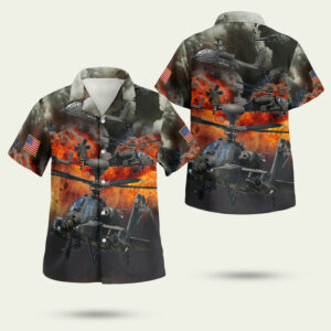 Tropical flowers boeing ah64 apache hawaiian shirt