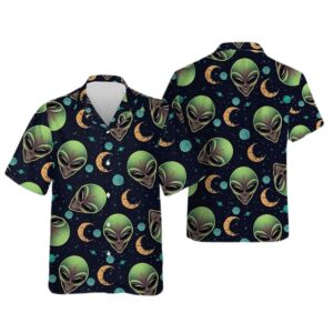 UFO Aliens Face Hawaiian Shirt