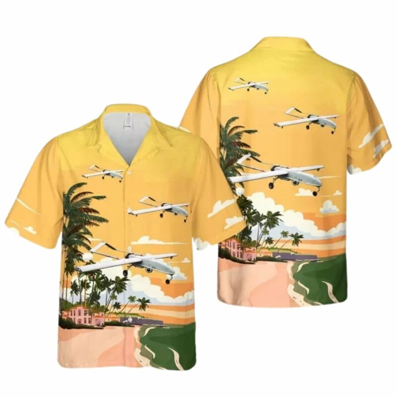 Us Marine Corps Aai Rq 7 Shadow Hawaiian Shirt