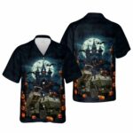 US Marine Corps High Mobility Artillery Rocket System M142 HIMARS Halloween Hawaiian Shirt