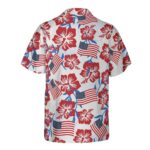 USA Flag Hibiscus 4th of July Independence Day Hawaiian Shirt Back