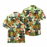 Uni Black Angus Cool Summer Mint Pattern Hawaiian Shirt