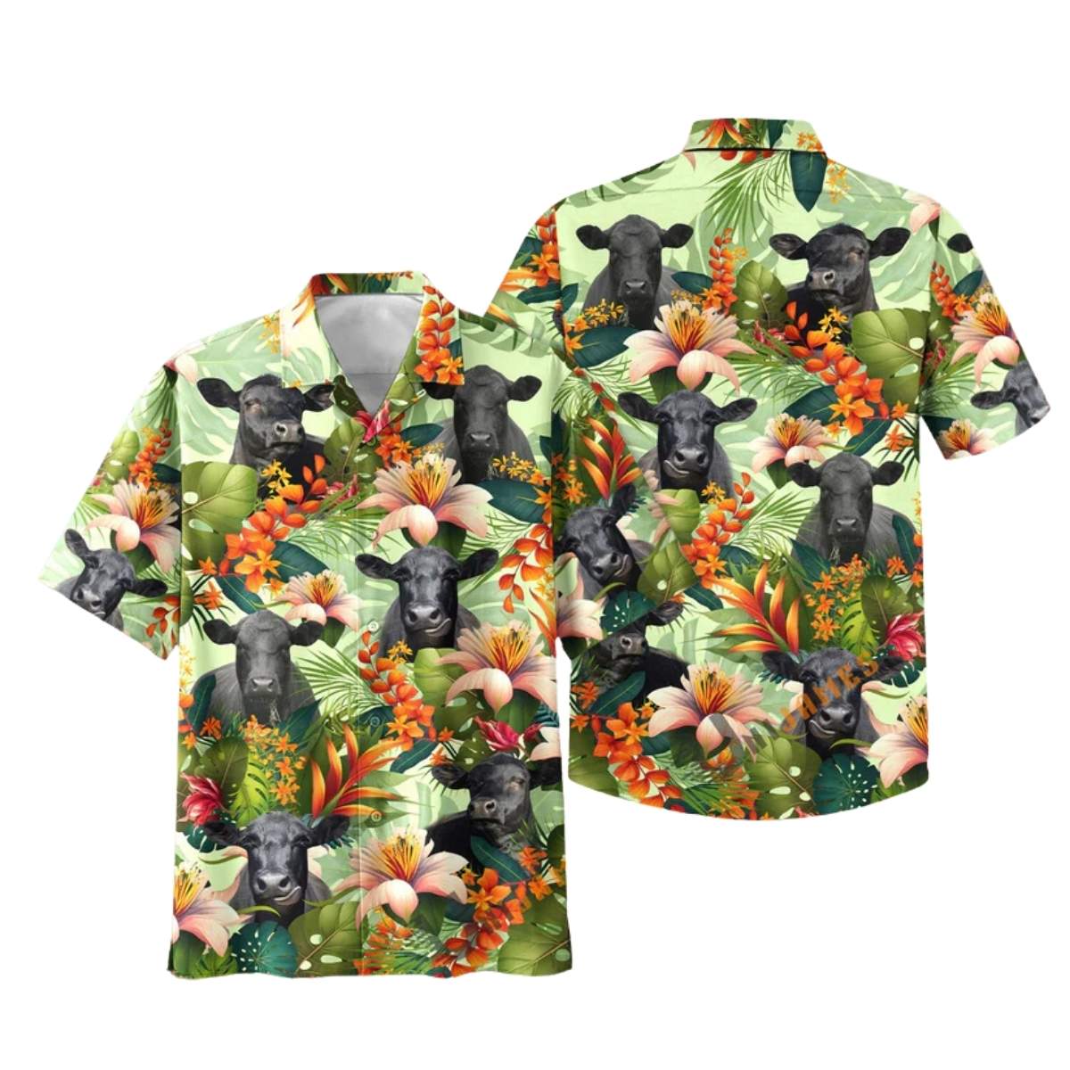 Uni Black Angus Cool Summer Mint Pattern Hawaiian Shirt
