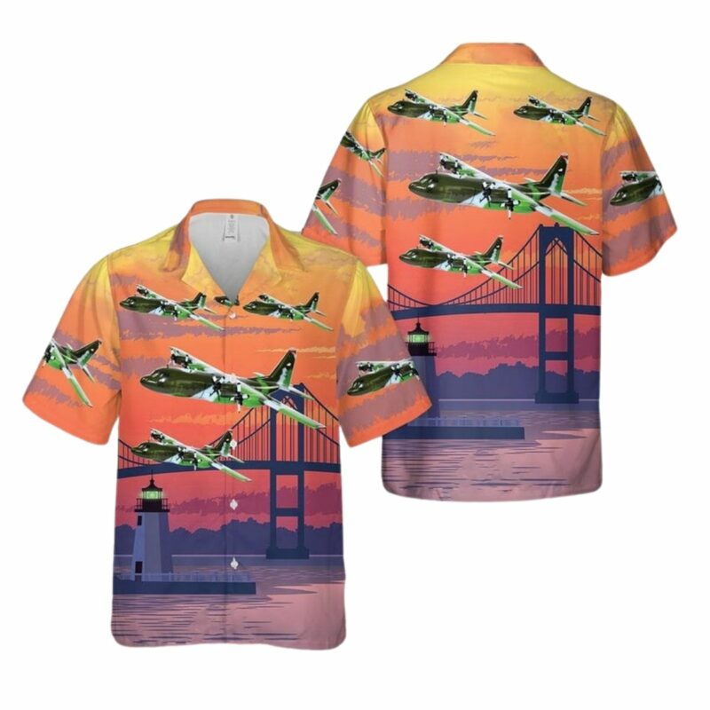 Us Air Force 143Rd Airlift Squadron Rhode Island Air National Guard C 130E Hawaiian Shirt
