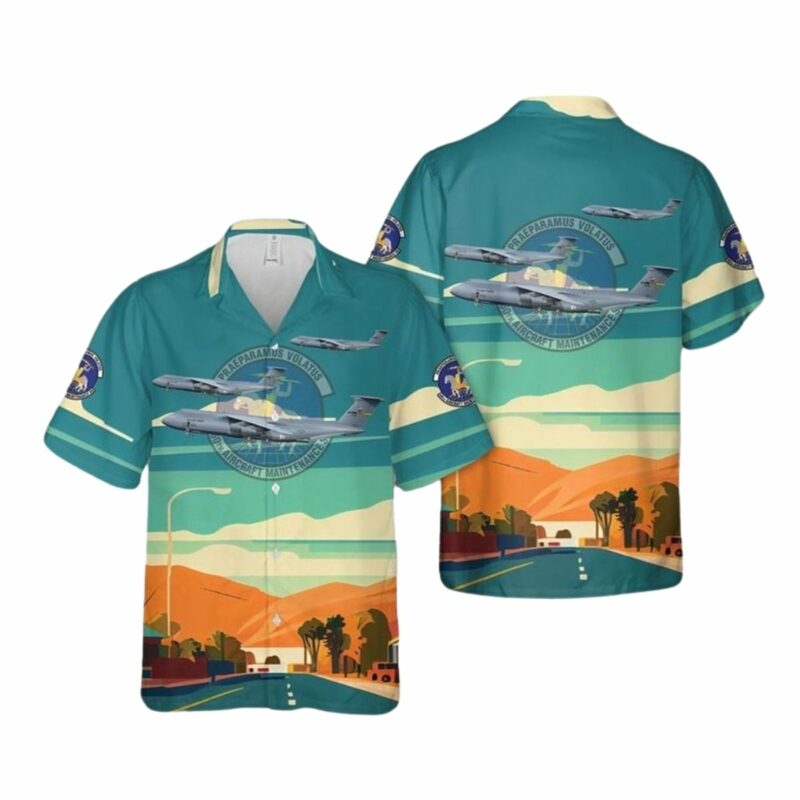 Us Air Force 60Th Aircraft Maintenance Squadron 5M Super Galaxy Hawaiian Shirt