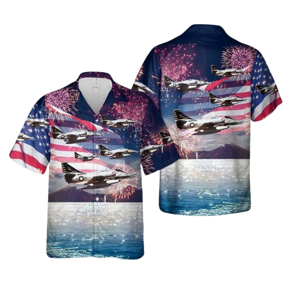 Us Marine Corps A 4M Skyhawks From Marine Squadron Vma 331 Hawaiian Shirt