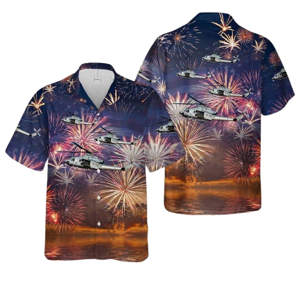 Us Marine Corps Bell Uh 1Y Venom 450 4Th Of July Hawaiian Shirt