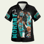 Vancouver grizzlies ja morant 12 player of the year logo team black hawaiian shirt front side