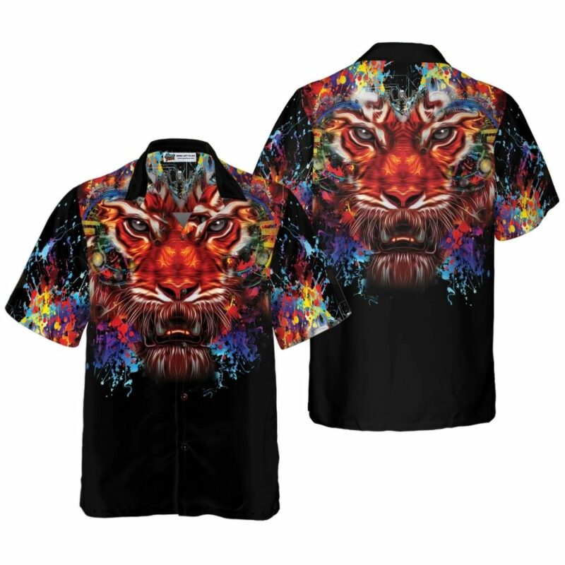 Vibrant Tiger Head Hawaiian Shirt