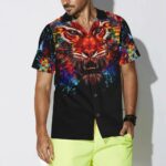 Vibrant Tiger Head Hawaiian Shirt Front