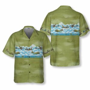 Vintage Aircraft Camo Pattern Hawaiian Shirt