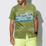 Vintage Aircraft Camo Pattern Hawaiian Shirt Front 1