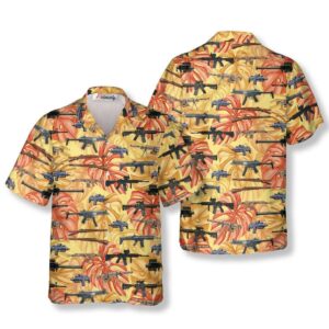 Vintage Tropical It’s All About Guns Hawaiian Shirt