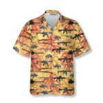 Vintage Tropical It’s All About Guns Hawaiian Shirt Front