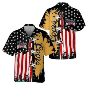 Vintage USA Flag Coors Banquet Hawaiian Shirt