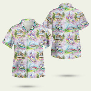 Watercolor disney monorail hawaiian shirt