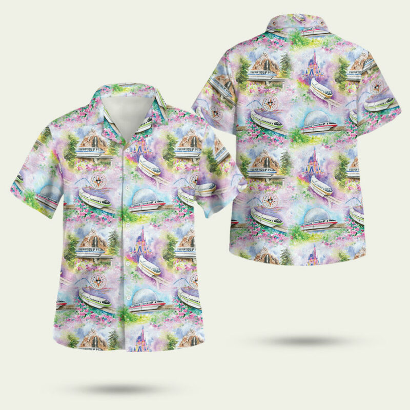 Watercolor Disney Monorail Hawaiian Shirt
