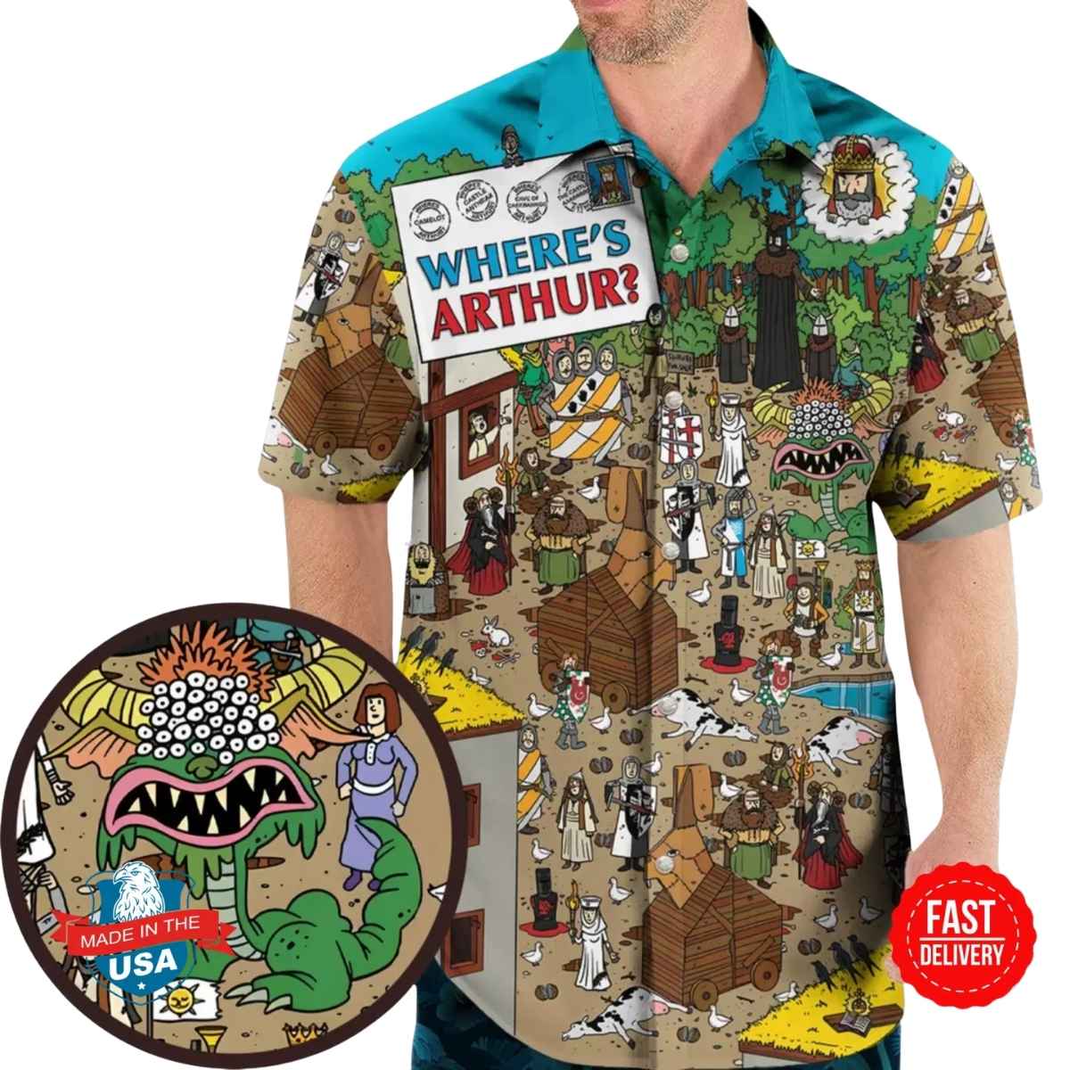 Where'S Arthur Monty Python And The Holy Grail Hawaiian Shirt