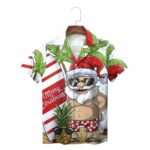 White Santa Surfboard Pineapple Christmas Hawaiian Shirt