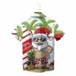 White Santa Surfboard Pineapple Christmas Hawaiian Shirt Back