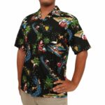 Xmas Santa Claus Tropical Black Hawaiian Shirt