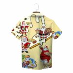 Yellow Santa Claus With Pizza And Beer Fun Christmas Hawaiian Shirt Back