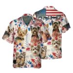 Yorkshire Terrier Independence Day USA Flag Hawaiian Shirt