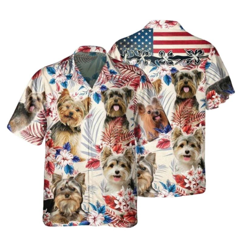 Yorkshire Terrier Independence Day Usa Flag Hawaiian Shirt