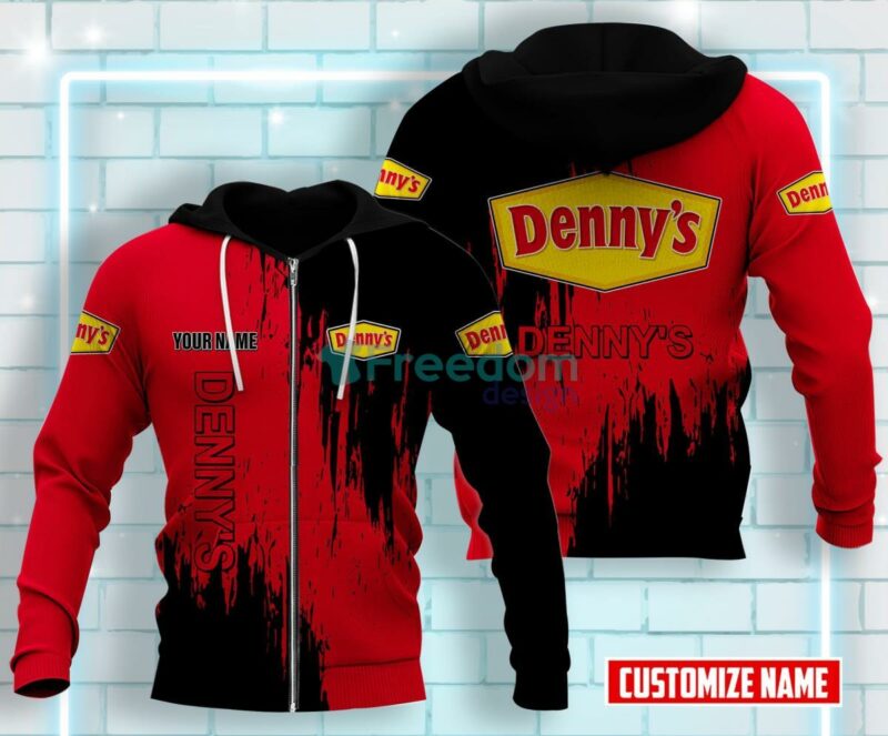 Denny'S All Over Printed 3D Custom Name Zip Hoodie For Men Women